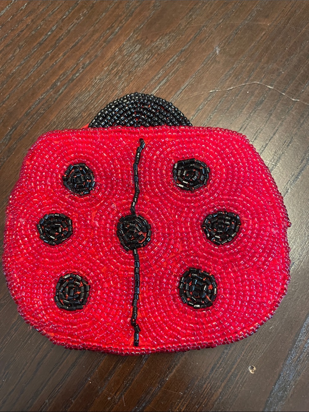 Vintage Beaded Ladybug Coin Purse